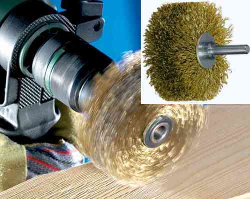 Power Brush for structuring of wood D80x30 shank 8mm 4500rpm Cordwire 0.25mm