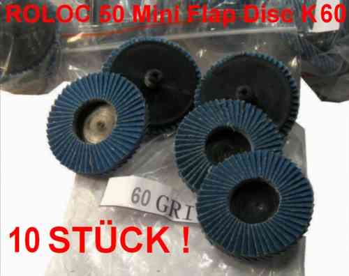10x ROLOC Abrasive Flap Disc Grit 60 D = 50mm MEDIUM